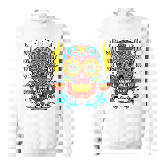 メキシカンホリデー カーニバル マスク カラフル スカル スウェットシャツ - Kawaiitshirt