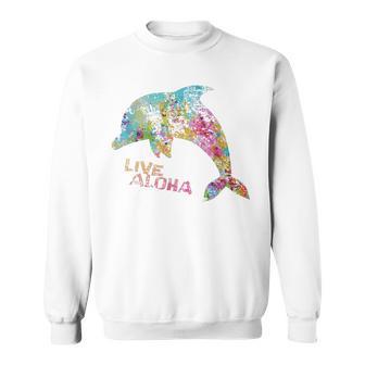 ライブ アロハ イルカ グラフィック スウェットシャツ - Kawaiitshirt
