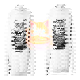 ラーメンを食べている子猫 スウェットシャツ - Kawaiitshirt