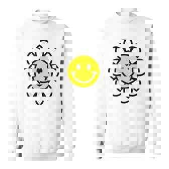 レトロ ヴィンテージ イエロー ハッピー スマイル スマイル フェイス デイジーフラワー スウェットシャツ - Kawaiitshirt