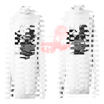 レトロな赤いミニトラックと日本の夕日。 長袖tシャツ スウェットシャツ - Kawaiitshirt