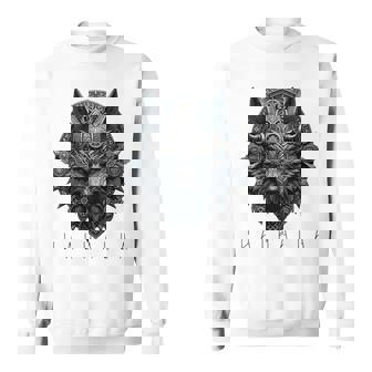 ヴァルハラ ウルフマスク オーディン ルーン文字 北欧コンパス バイキング メンズ レディース 長袖tシャツ スウェットシャツ - Kawaiitshirt