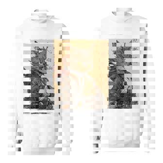 ヴィンテージ 日本の風景 侍 猫 漢字 Art Back スウェットシャツ - Kawaiitshirt