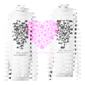 世界中の幸せを願う 可愛い ハート ピンク クローバー 反戦 平和 バックプリント スウェットシャツ - Kawaiitshirt