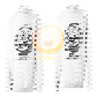 幸せな笑顔のココナッツの顔の漫画 長袖tシャツ スウェットシャツ - Kawaiitshirt