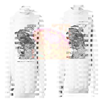 振り返る娘 見返り美人 日本美人 花街 浮世絵 桜 花 奇麗 赤 バックプリント スウェットシャツ - Kawaiitshirt