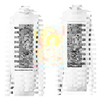 日本 浮世絵 滋賀 琵琶湖 竹生島 弁財天 竜 龍神 バックプリント スウェットシャツ - Kawaiitshirt