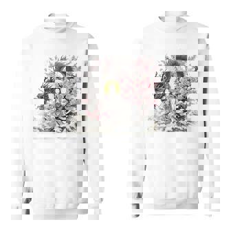 日本 浮世絵 観音菩薩 竜 桜 波 バックプリント スウェットシャツ - Kawaiitshirt