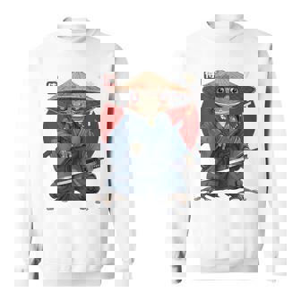 日本の侍カエルの戦士浮世サムライヒキガエルバックプリント。 スウェットシャツ - Kawaiitshirt