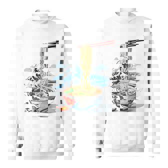 日本の麺スープ ラーメン 浮世絵 日本波 ヴィンテージ スウェットシャツ - Kawaiitshirt