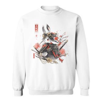 日本アート うさぎ 忍者 浮世絵 アニメスタイル サムライラビット スウェットシャツ - Kawaiitshirt