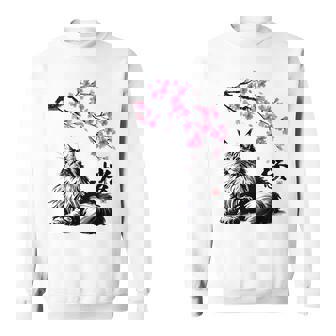 日本美術 メインクーン 猫 桜 桜 スウェットシャツ - Kawaiitshirt
