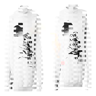 日本製 墨絵 ふくろう アート 墨筆 絵 漢字 知恵 – 日本文化デザイン スウェットシャツ - Kawaiitshirt