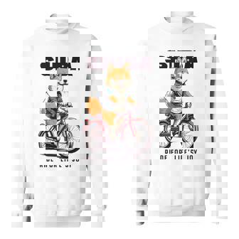 柴犬 いぬ イラスト 柴犬好き 犬好き 自転車 かわいい おもしろ レトロ Ride For Life's Joy 長袖tシャツ スウェットシャツ - Kawaiitshirt