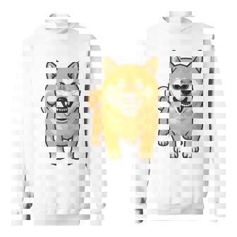 柴犬 犬 ムキッ ムキ顔 水彩 我慢の限界 怒る犬 イラスト おもしろ 長袖tシャツ スウェットシャツ - Kawaiitshirt