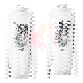 桜 水彩パピヨン スウェットシャツ - Kawaiitshirt