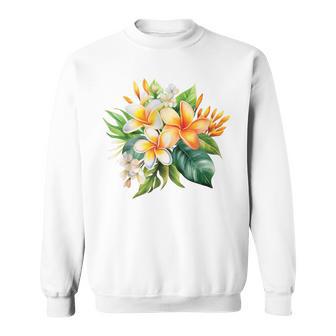 水彩 プルメリア ブーケ シャツ ハワイアン トロピカル フローラル スウェットシャツ - Kawaiitshirt