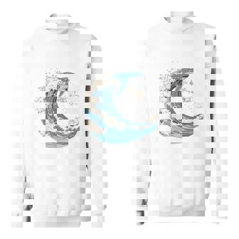 海の波から現れる芸術的なクジラ スウェットシャツ - Kawaiitshirt