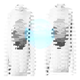 湖 森 風景 山 シルエット 長袖tシャツ スウェットシャツ - Kawaiitshirt