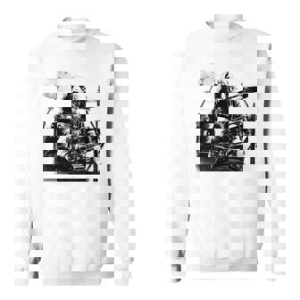 犬がドラムを叩く 長袖tシャツ スウェットシャツ - Kawaiitshirt