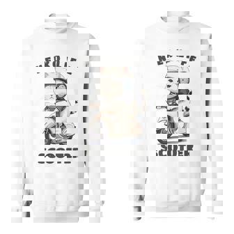 猫 ネコ 白猫 イラスト 原付 スクーター バイク 猫好き バイク好き かわいい おもしろ レトロ Neko Life 長袖tシャツ スウェットシャツ - Kawaiitshirt