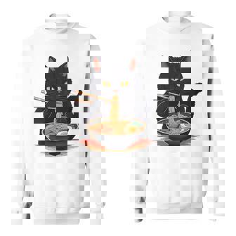 猫 ラーメン グラフィック 日本語 カワイイ アニメ 面白い ラーメン 猫 長袖tシャツ スウェットシャツ - Kawaiitshirt