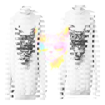 猫 動物 抽象 モチーフ サングラス イラスト アート ネコ スウェットシャツ - Kawaiitshirt