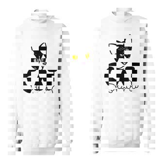 猫 子猫 ハチワレ モノトーン 白 黒 かわいい ユニーク スウェットシャツ - Kawaiitshirt