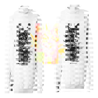 猫 抽象的 かわいい アート ポートレート 動物 恋人 グラフィック 猫 スウェットシャツ - Kawaiitshirt