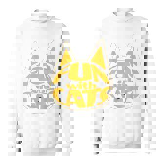 猫と一緒に楽しい！ バックプリント かわいい ねこ好き おもしろ スウェットシャツ - Kawaiitshirt