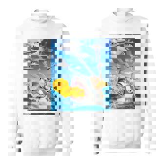 猫に乗って火を吐くサメレインボーレーザータコス 長袖tシャツ スウェットシャツ - Kawaiitshirt