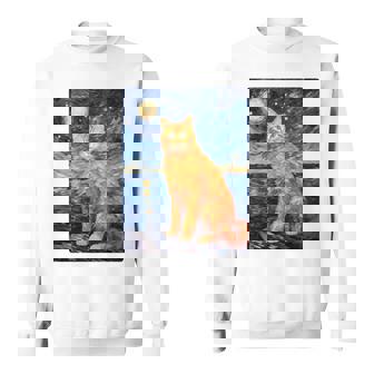 猫のポートレートオイル印刷甘い子猫 長袖tシャツ スウェットシャツ - Kawaiitshirt