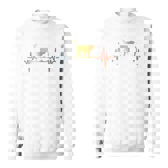 猫心電図心拍オールドスクールルックアニマル 長袖tシャツ スウェットシャツ - Kawaiitshirt