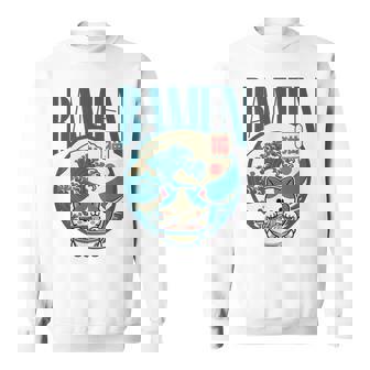 猫食べるラーメン キッズ&大人、日本の神奈川波ラーメン スウェットシャツ - Kawaiitshirt