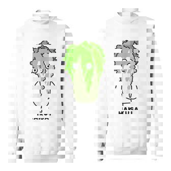 白菜 ハクサイ 顔 イラスト かわいい おもしろ 面白い 簡単 シンプル ゆるい 野菜 スウェットシャツ - Kawaiitshirt