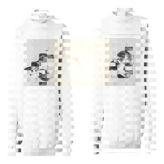 眠れる猫 子猫 このばいれい 日本 美術 絵画 かわいい 墨 スウェットシャツ - Kawaiitshirt