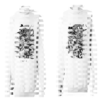 竜虎 墨絵 バックプリント スウェットシャツ - Kawaiitshirt