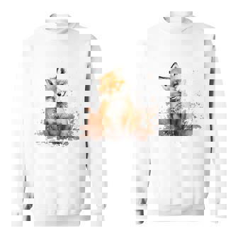 笑顔 水彩 キツネ 森林 動物 スウェットシャツ - Kawaiitshirt