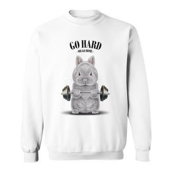 筋トレ ジム やる気がないなら家に帰れ ネザーランドドワーフ ウサギ ホワイト スウェットシャツ - Kawaiitshirt
