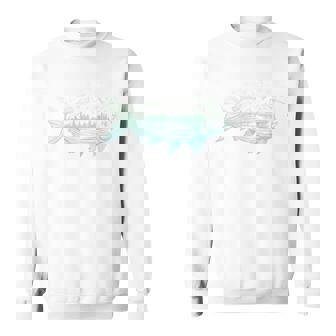 背中 山から形をした涼しい魚 自然 情景 釣り スウェットシャツ - Kawaiitshirt