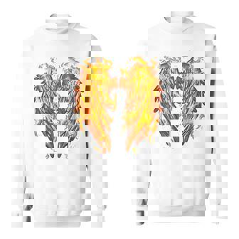 裏面に燃える天使の翼 火の羽 スウェットシャツ - Kawaiitshirt