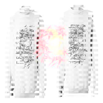 赤いクモのユリの花 日本の頭蓋骨 オタクのバックプリント スウェットシャツ - Kawaiitshirt