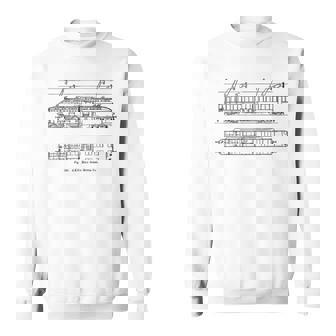 電車 ヴィンテージ 青写真 図 グラフィック 電気機関車 スウェットシャツ - Kawaiitshirt