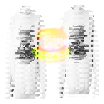 面白いtシャツ フレンチブルドッグ 犬 ハンバーガー メンズ グッズ かわいい おもしろ 面白い 服 ネタ 長袖tシャツ スウェットシャツ - Kawaiitshirt