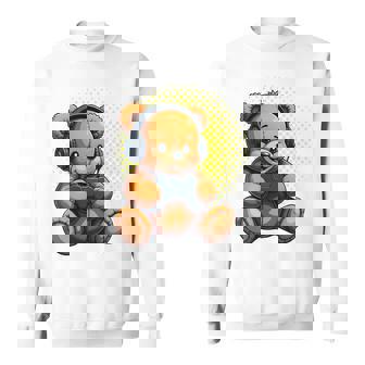 面白いゲームテディホールディングビデオゲームコントローラー。 長袖tシャツ スウェットシャツ - Kawaiitshirt