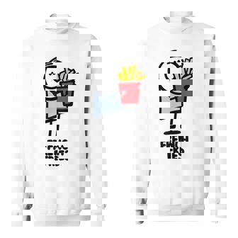 面白い漫画のキャラクターグラフィックが付いたクールでおいしいフライドポテト。 スウェットシャツ - Kawaiitshirt