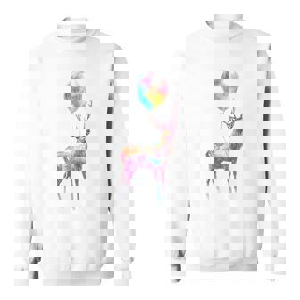鹿 カラフル モチーフ 抽象 動物 プリント アート 鹿 スウェットシャツ - Kawaiitshirt