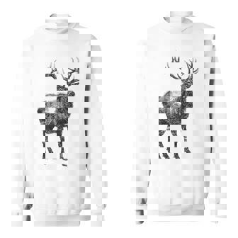 鹿 動物 プリント モチーフ 図面 イラスト ポートレート 鹿 スウェットシャツ - Kawaiitshirt