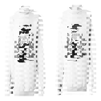 黒猫 カウボーイハット ウェスタン Ufo エイリアン 面白い かわいい スウェットシャツ - Kawaiitshirt