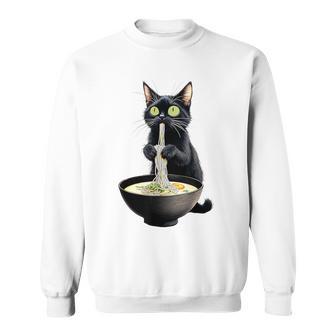 黒猫 ラーメン 麺 和食 スウェットシャツ - Kawaiitshirt
